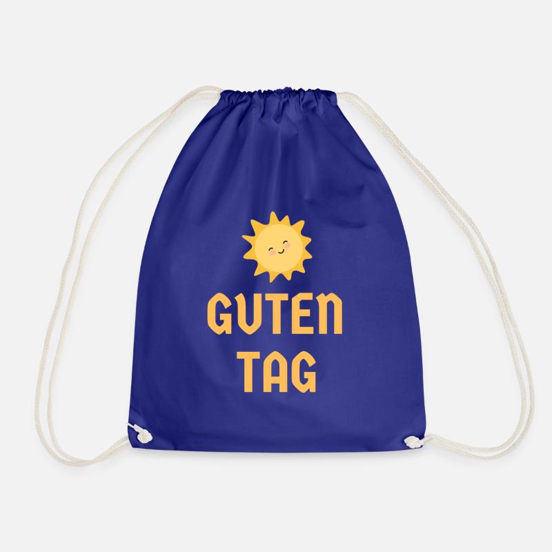 Guten Tag - lächelnde Sonne - morgendliche Freude - Turnbeutel - Königsblau