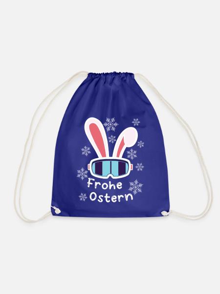 Skihase "Frohe Ostern" Osterhase Skifahren Urlaub - Turnbeutel - Königsblau