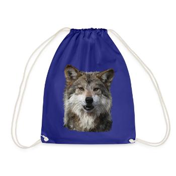 Wolf - Drawstring Bag - royal blue - Front