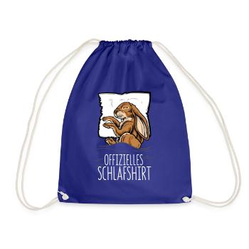 Offizielles Schlafshirt Hase Kaninchen Schlafanzug - Turnbeutel - Königsblau - Vorne