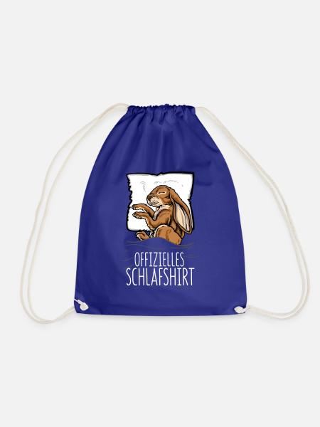 Offizielles Schlafshirt Hase Kaninchen Schlafanzug - Turnbeutel - Königsblau