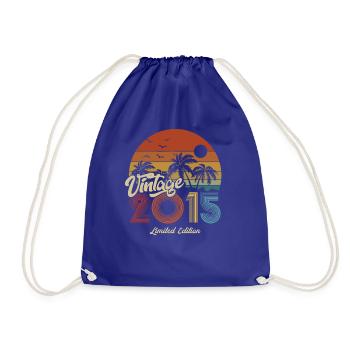 2015 Birthday born in 2015 Retro Vintage - Drawstring Bag - royal blue - Front