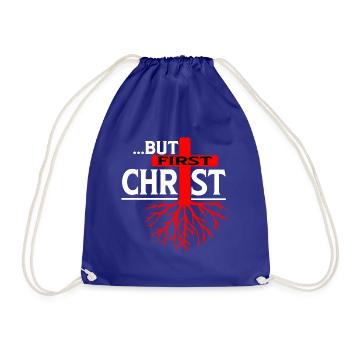 Jesus - But first Christ - Christliches Outfit - Turnbeutel - Königsblau - Vorne