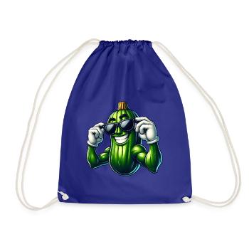Cool Cucumber Pickle Vegetables Cartoon - Drawstring Bag - royal blue - Front