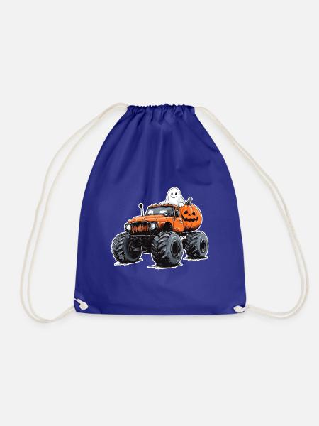 Monster Truck Halloween Geist Kürbis Jungen - Turnbeutel - Königsblau