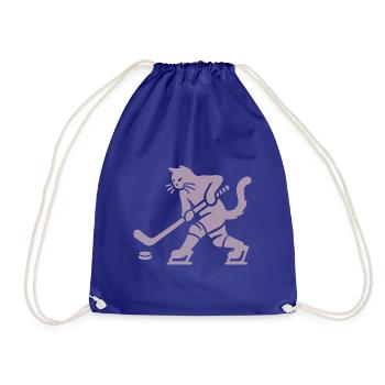 Katze Eishockey Minimalistisch Silhouette Spieler - Drawstring Bag - royal blue - Front