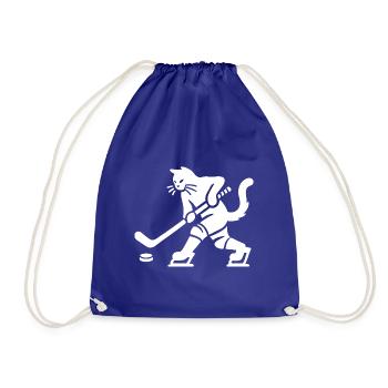 Katze Eishockey Minimalistisch Silhouette Spieler - Drawstring Bag - royal blue - Front