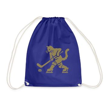 Katze Eishockey Minimalistisch Silhouette Spieler - Drawstring Bag - royal blue - Front