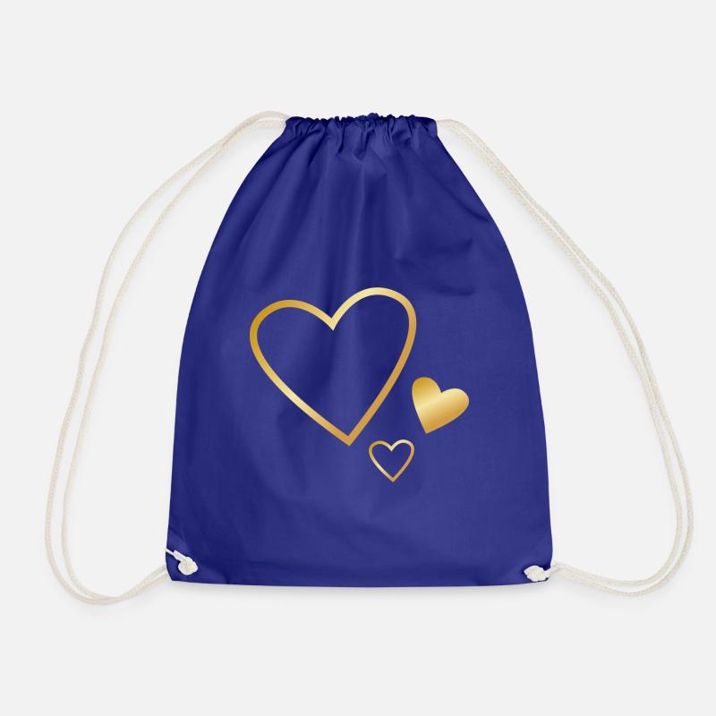 3 Gold Hearts - Drawstring Bag - royal blue