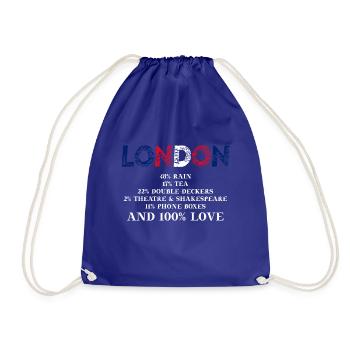 London Funny Gift Idea UK England - Drawstring Bag - royal blue - Front