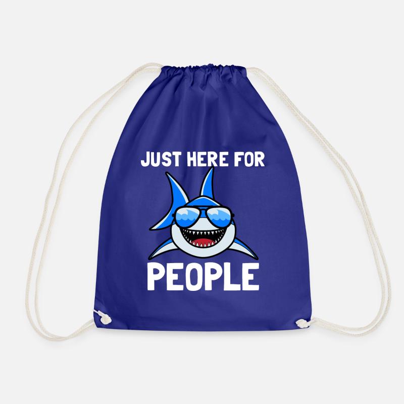 funny shark design - Drawstring Bag - royal blue