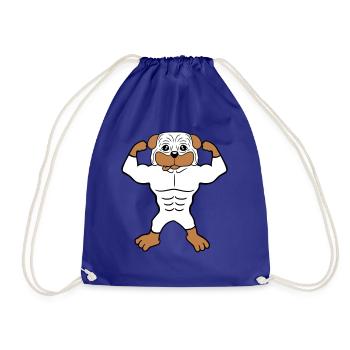 Chien Bodybuilder Muscles forts Gym Haltérophilie - Sac de sport léger - bleu roi - Devant