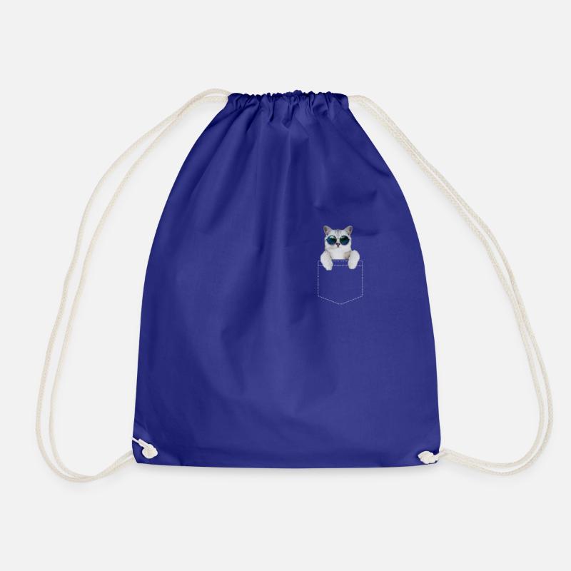 Cool cat with sunglasses in his pocket - Drawstring Bag - royal blue