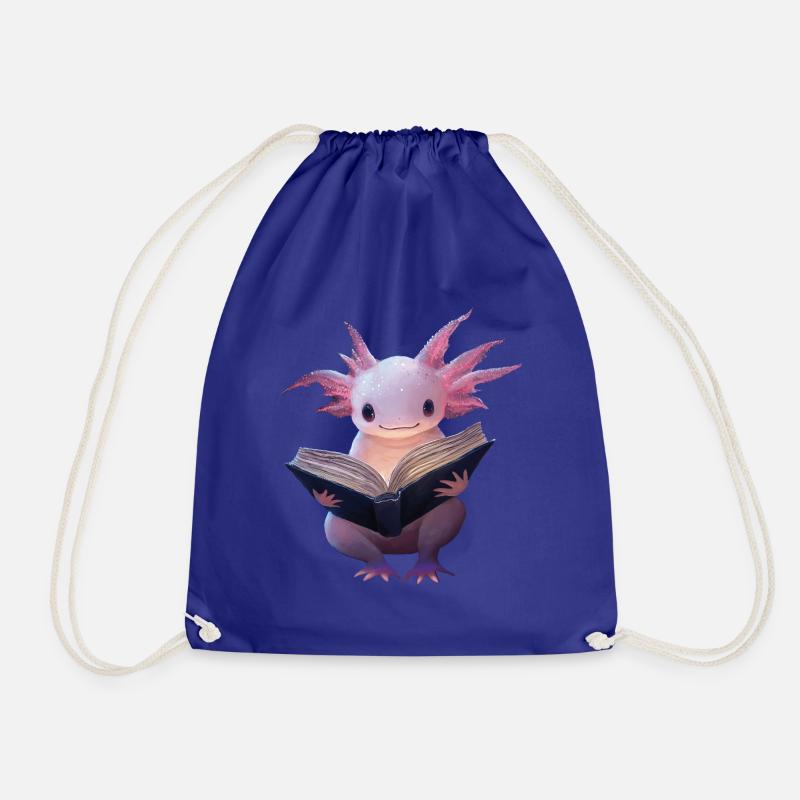 Axolotl liest Buch - Turnbeutel - Königsblau