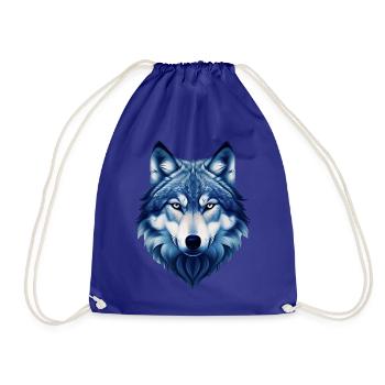 Wolf - Drawstring Bag - royal blue - Front