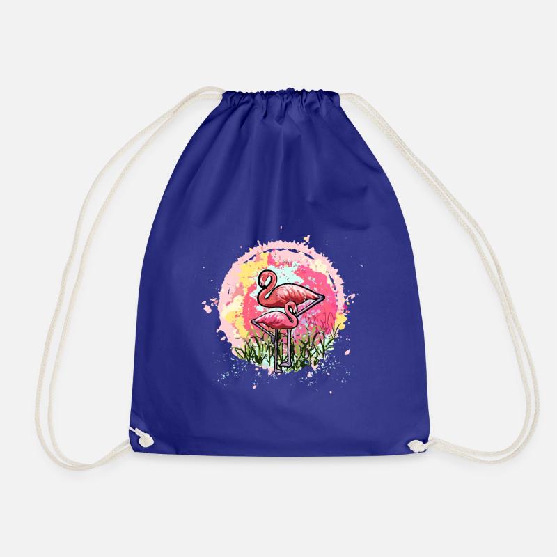Pink flamingos - Drawstring Bag - royal blue
