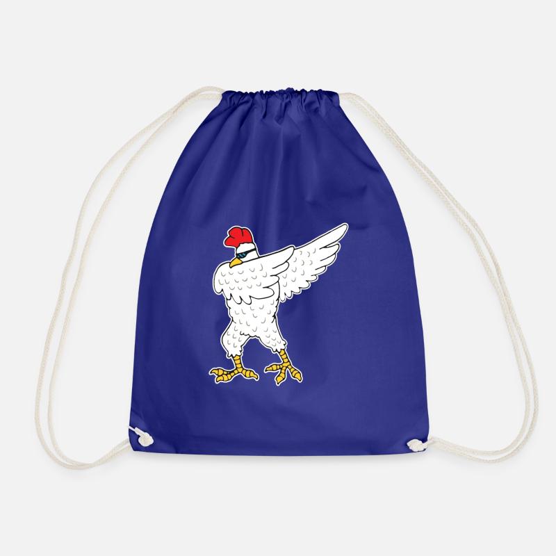 dabbing chicken hen dance party funny gift - Drawstring Bag - royal blue