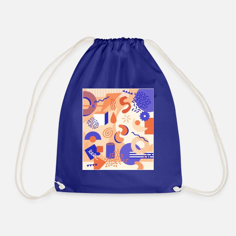 Memphis style blue and orange - Drawstring Bag - royal blue