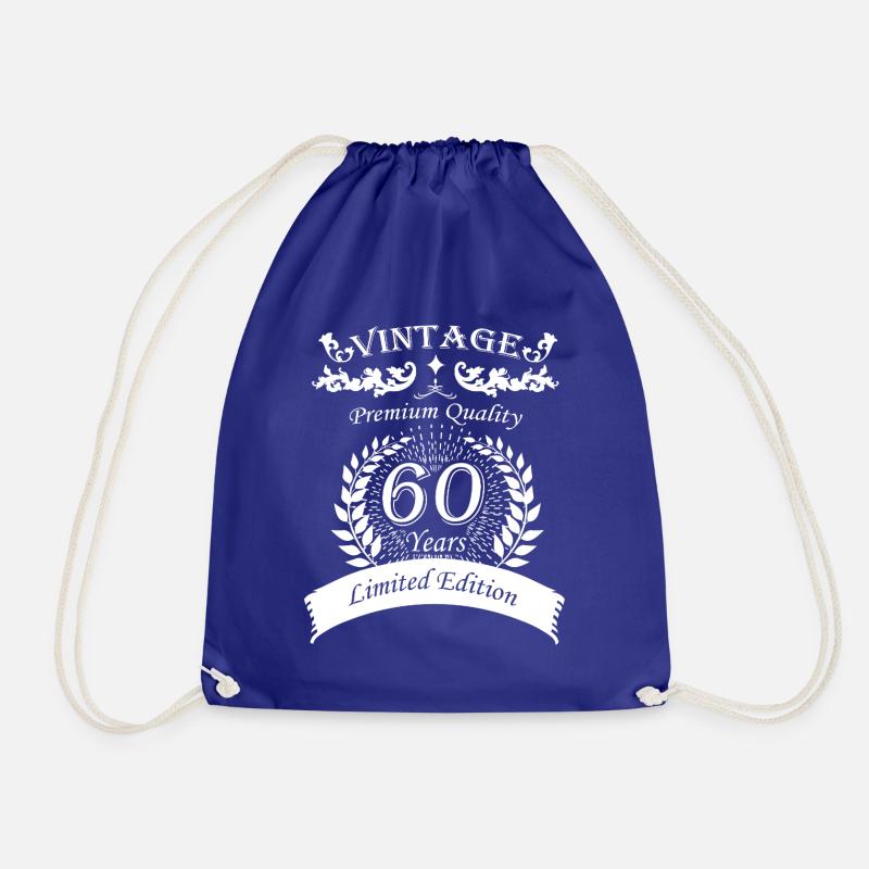 60th Birthday Vintage - Drawstring Bag - royal blue