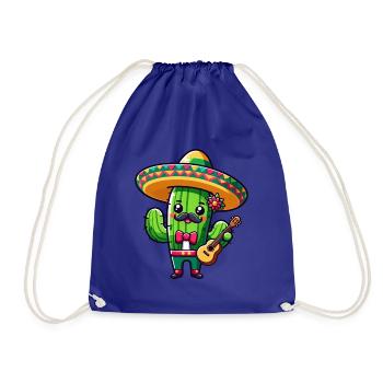 Cinco de Mayo Cactus Mariachi Guitarist - Drawstring Bag - royal blue - Front