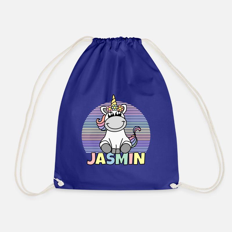 Jasmin Einhorn Name - Turnbeutel - Königsblau