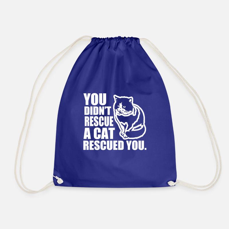cute a cat rescued you - Drawstring Bag - royal blue