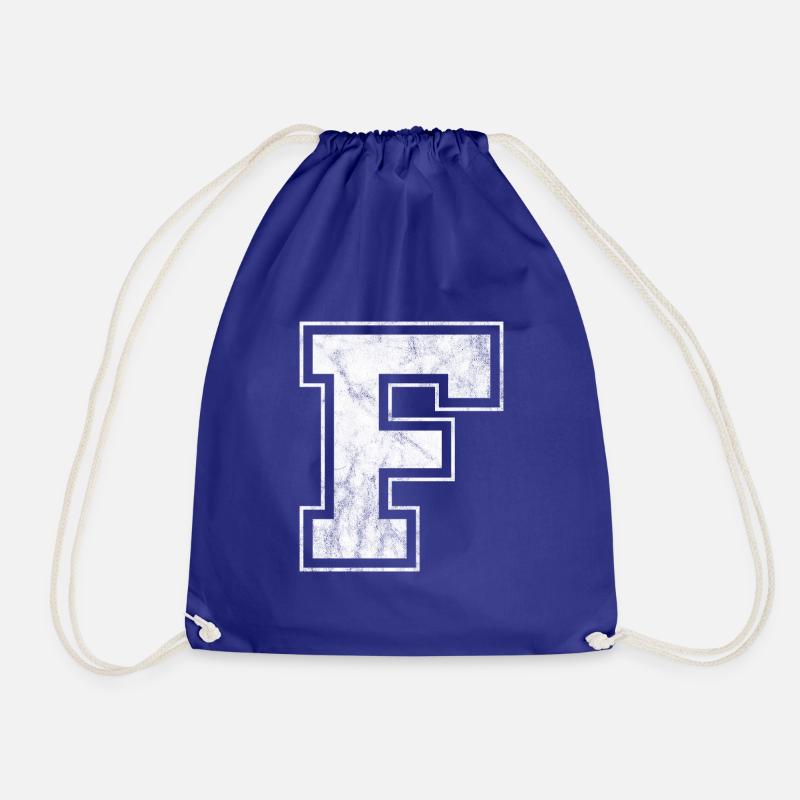 Letter F - Drawstring Bag - royal blue