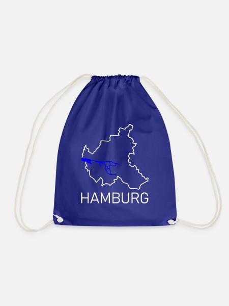 Hamburg Karte - Turnbeutel - Königsblau
