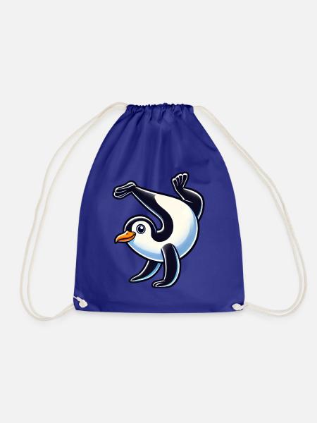 Pinguin Handstand süß Comic Gymnastik - Turnbeutel - Königsblau