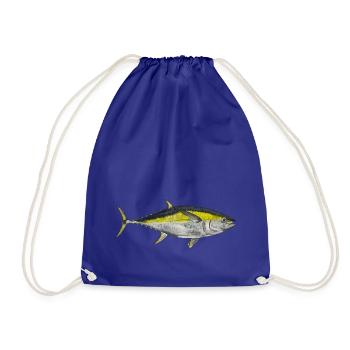 yellowfin tuna sport fisherman angler ahi fish - Drawstring Bag - royal blue - Front