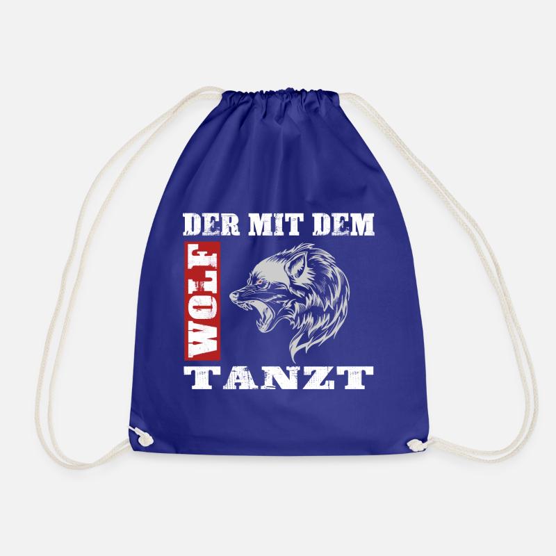 Der mit dem Wolf Tanzt Geschenk - Turnbeutel - Königsblau