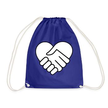 Hand in hand heart white - Drawstring Bag - royal blue - Front