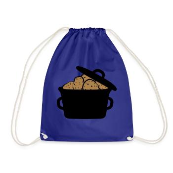 saucepan pot many heap design potato food - Drawstring Bag - royal blue - Front