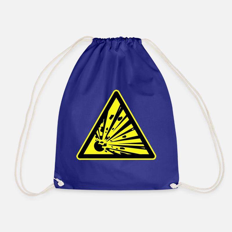 Explosief Waarschuwing, Explosive Warning - Drawstring Bag - royal blue