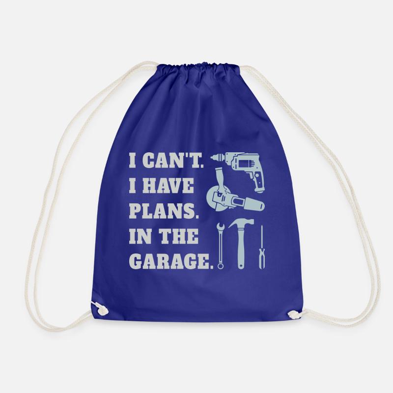 I can't I have plans in the garage with tools - Drawstring Bag - royal blue