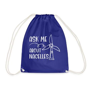Wind turbine technician wind farm wind power - Drawstring Bag - royal blue - Front