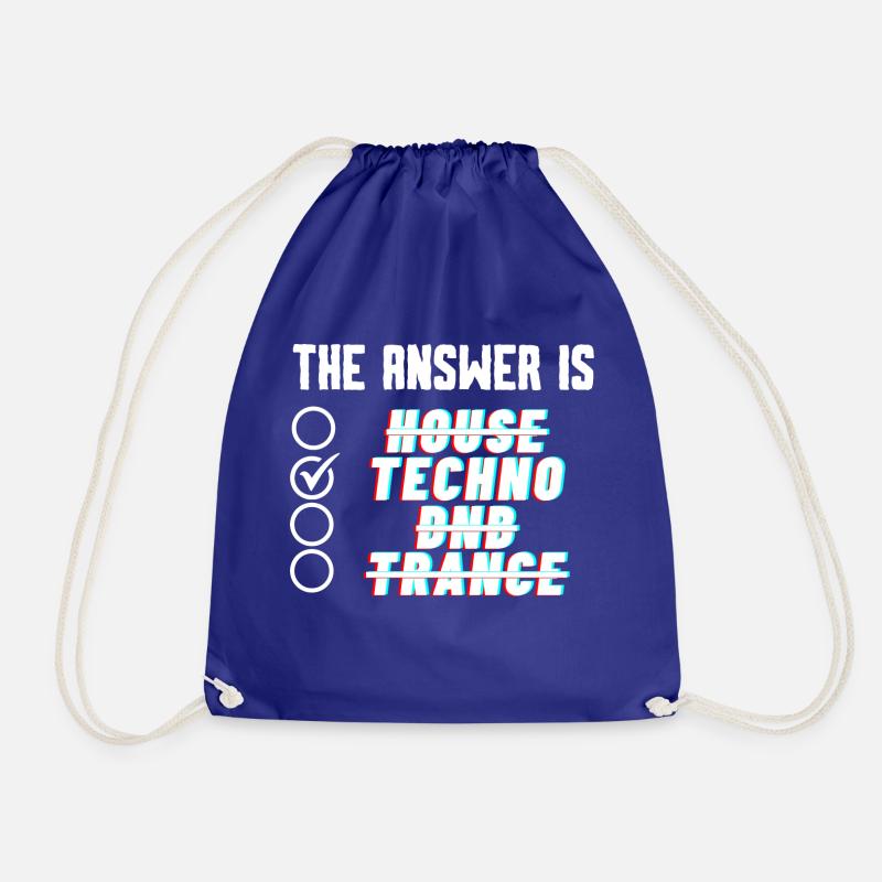 The Answer is TECHNO - Drawstring Bag - royal blue