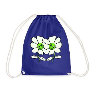 Two Pretty Beautiful Flowers Flowers Blossoms Friends - Drawstring Bag - royal blue - Front
