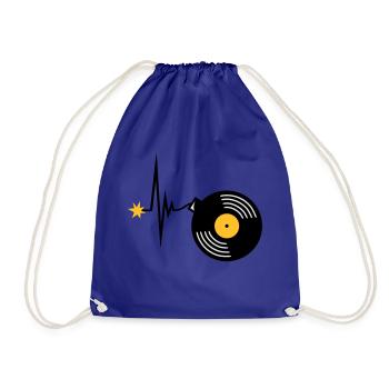 Heartbeat Vinyl Party Bomb - Drawstring Bag - royal blue - Front