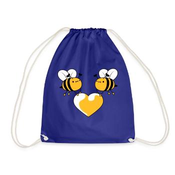 2 bees in love - Drawstring Bag - royal blue - Front