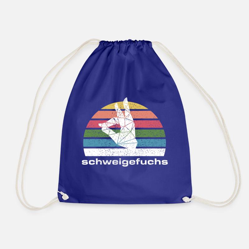 Schweigefuchs im buntem Design - Turnbeutel - Königsblau