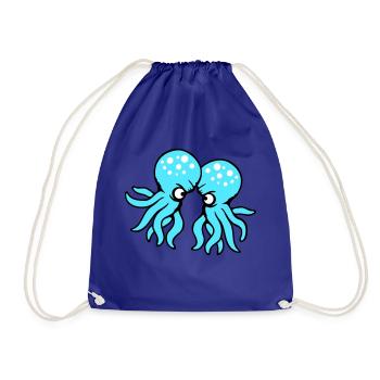 2 Oktopus Freunde Zwei kämpfende Feinde Rivalen - Turnbeutel - Königsblau - Vorne