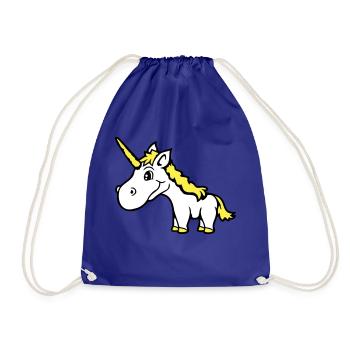 Licorne rose mignon mignon sympathique cheval de dessin animé - Sac de sport léger - bleu roi - Devant