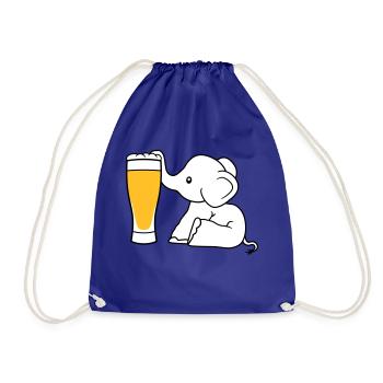elephant beer suck alcohol drink thirst drunk - Drawstring Bag - royal blue - Front