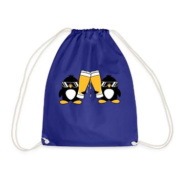 penguin toast team friends sunglasses party - Drawstring Bag - royal blue - Front