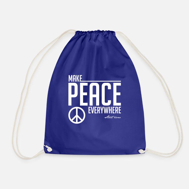 Peace everywhere white - Turnbeutel - Königsblau