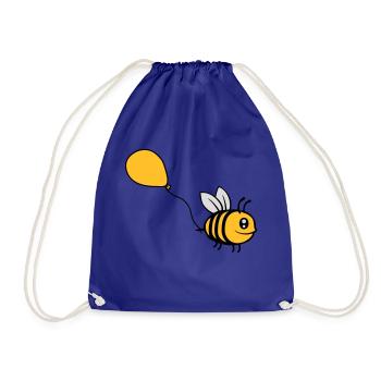 Happy Balloon Bee Comic - Drawstring Bag - royal blue - Front
