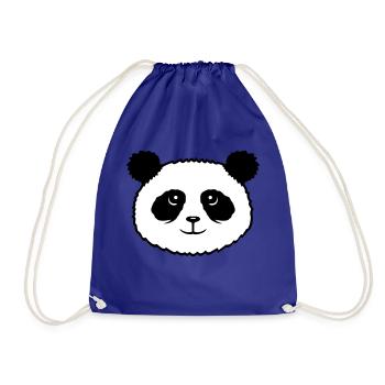 Panda Bear Face Cute Kawaii Smile Cute - Drawstring Bag - royal blue - Front