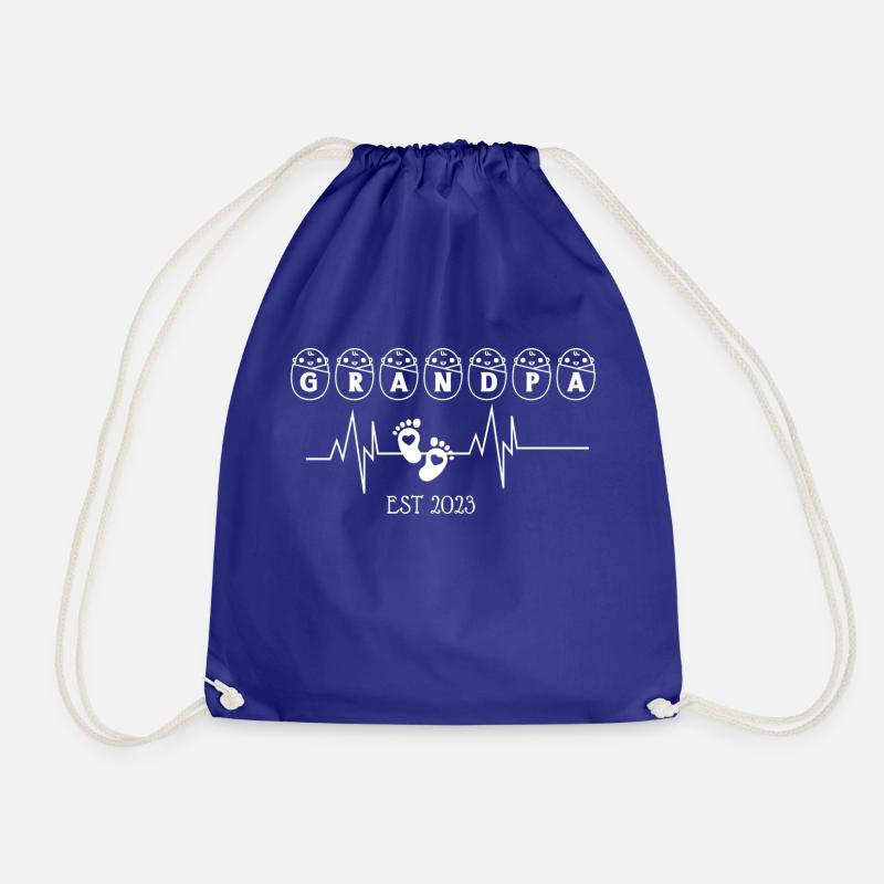 Grandpa EST 2003 Heartbeat - Drawstring Bag - royal blue