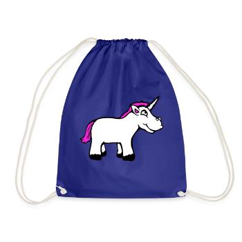Einhorn Pink Lustig Lächeln Grinsen Cartoon Comic - Turnbeutel - Königsblau - Vorne